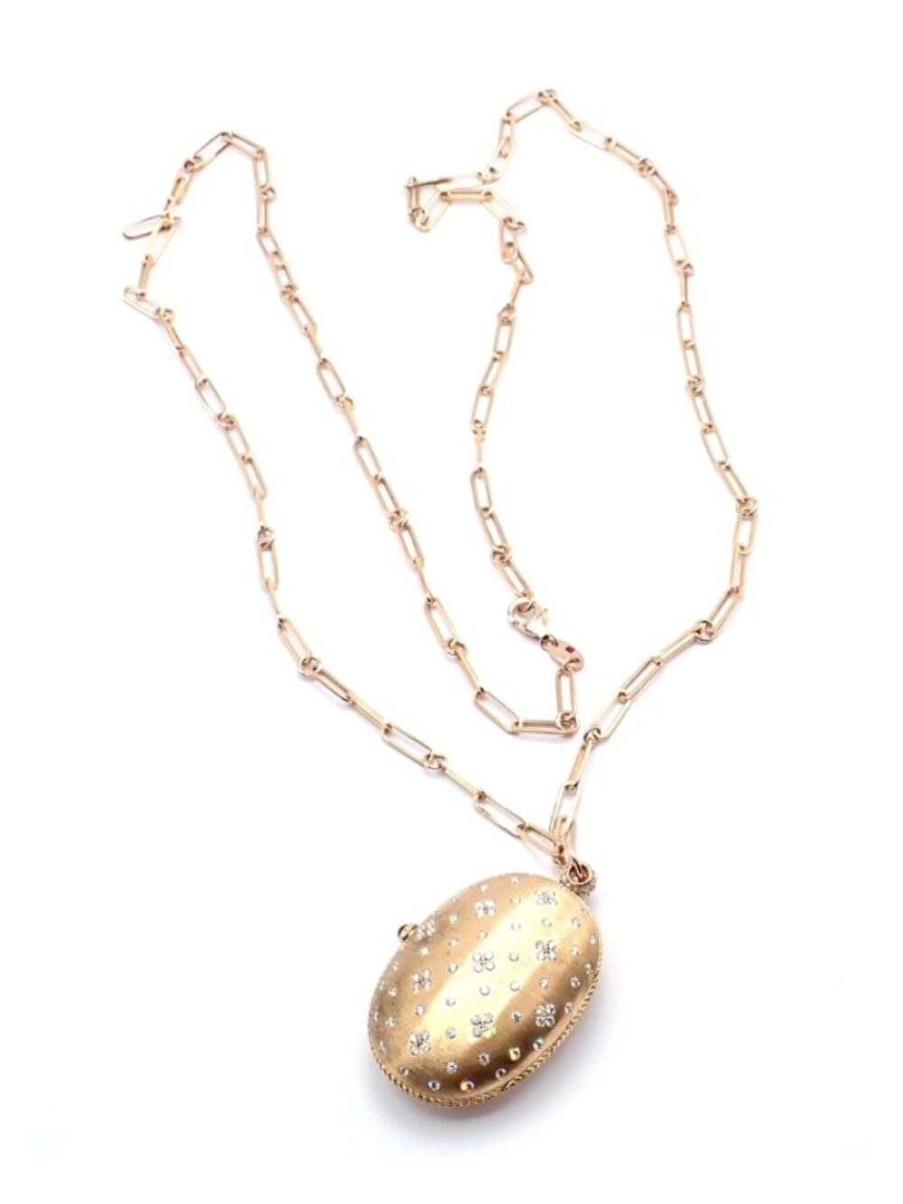 Authentic! Roberto Coin 18k Rose Gold Diamond Large Locket Pendant Necklace